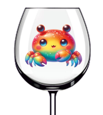 12x Regenbogen Meer Cartoon Krabbe Vinyl Aufkleber Abziehbild Becher Weinglas Flasche Van