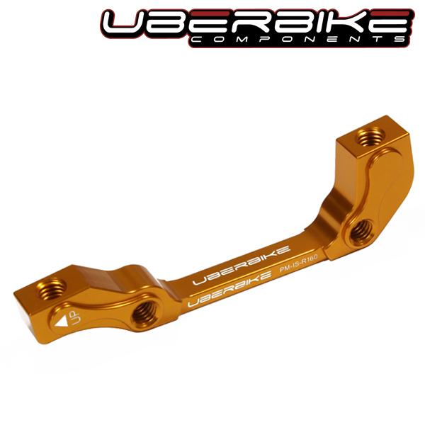 UBERBIKE FRONT POST TO IS 180MM DISC BRAKE MOUNT ADAPTER GOLD