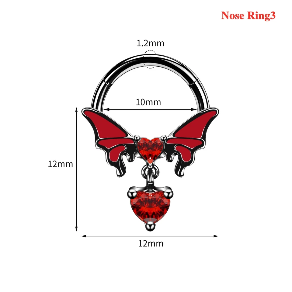 Araña de murciélago acero inoxidable aretes circonita cúbica anillos de tabique joyería de Halloween Foto 4 de 4