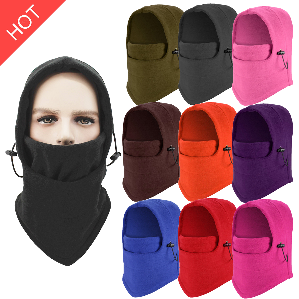 Winter Windproof Hat Unisex Balaclava Ski Mask with Thick Warm