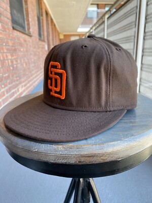 san diego padres vintage fitted hat 3/4 leather head band new era