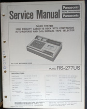 Panasonic RS-277US Hi Fi Cassette Deck Service Manual Original