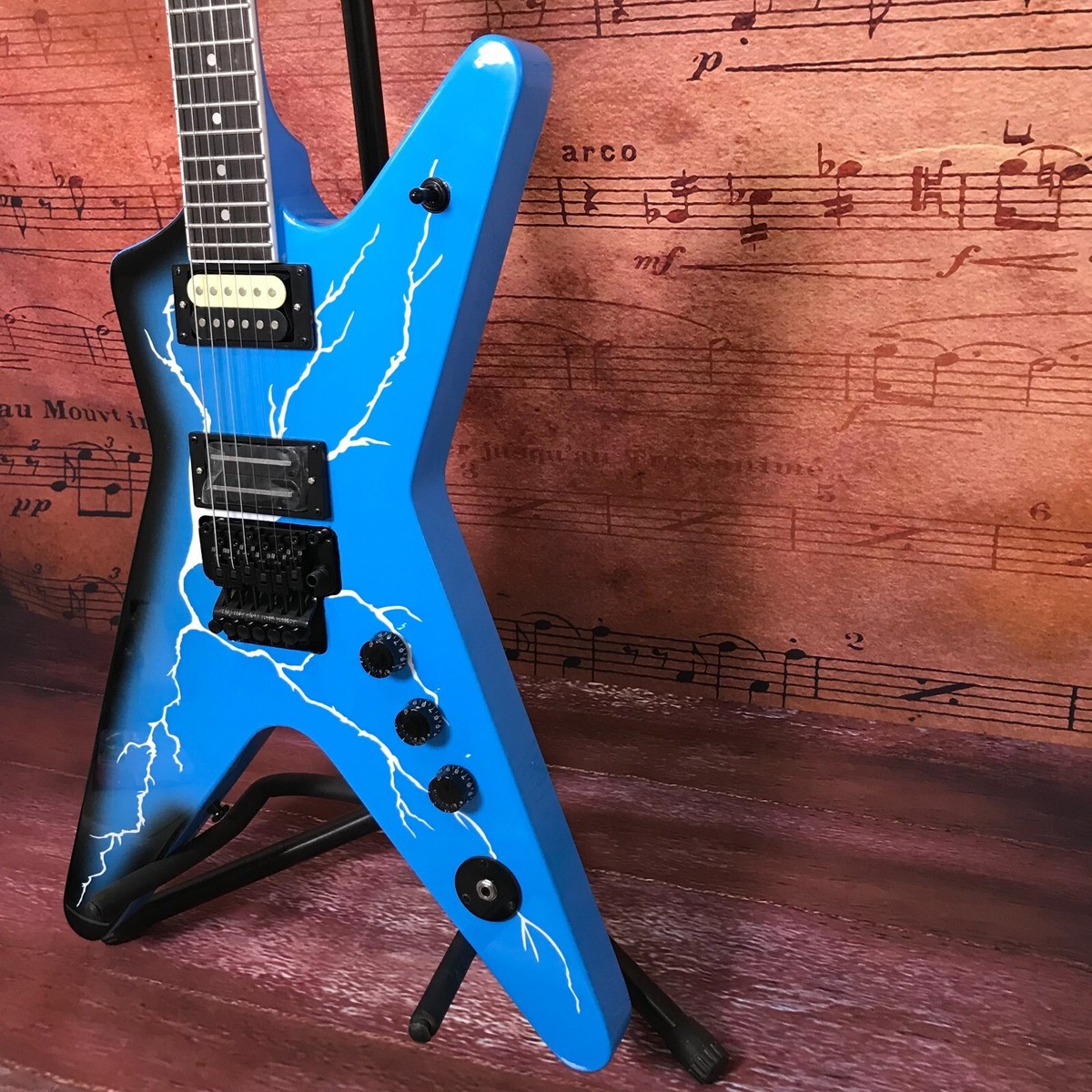 Chinese Electric Guitar Dimebag Dean ML From Hell Blue Lighting