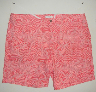 New Mens 38 Onia The Calder Trunks 7.5 Optic Lines Rose/White Trunks 6365 $195  