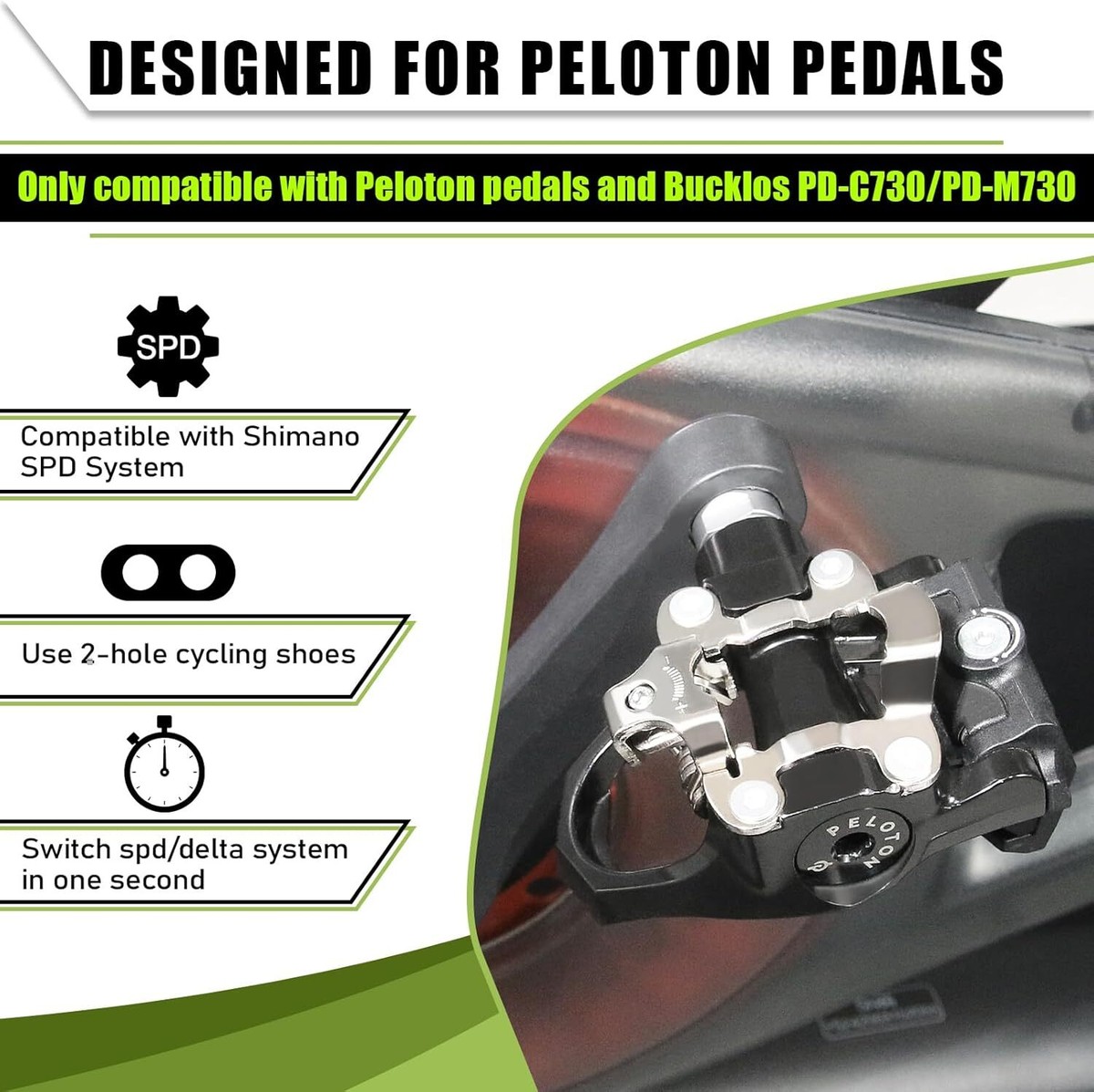 BUCKLOS SPD Adapter for Peloton Bike Bike+ Convert Delta