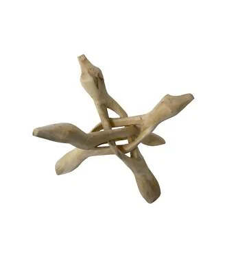 NessaStores- Natural Carved Tripod Wood Stand Holder 6 Inch #JC-046