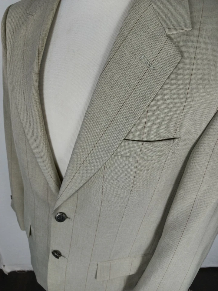 Haband Executive мужской размер 40с Biege заколка полоски 100% поли спортивное пальто B41 - Изображение 2 из 4