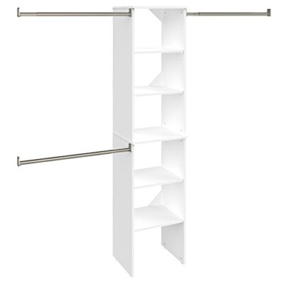 SuiteSymphony 16 Starter Tower Kit White Closet Organizer Adjustable Shelves