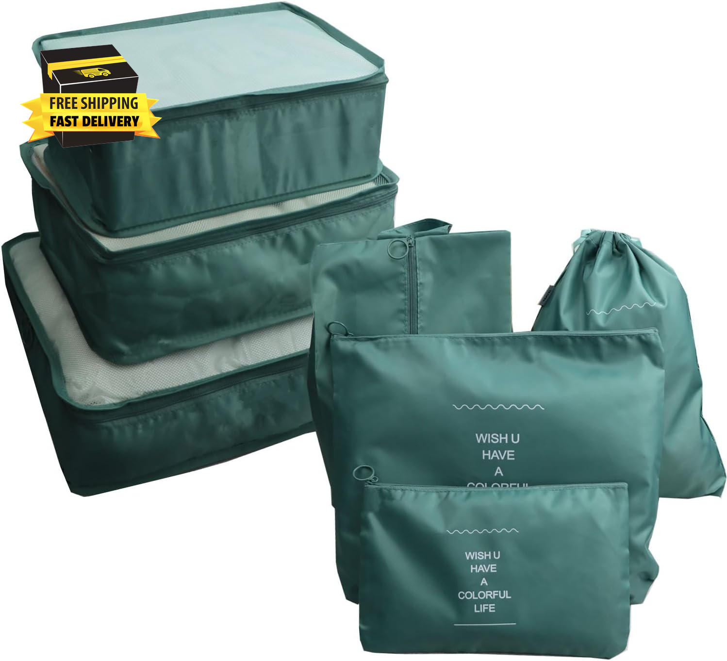 7 Pack Compression Packing Cubes for Suitcases, Travel Luggage Packing Organizer