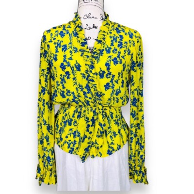 PREEN LINE Viscose Taia Wrap Blouse V-Neck Ruffled Long