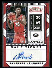Rayshaun Hammonds 2020 Contenders Draft Picks Game Ticket Purple Foil Auto 12/99