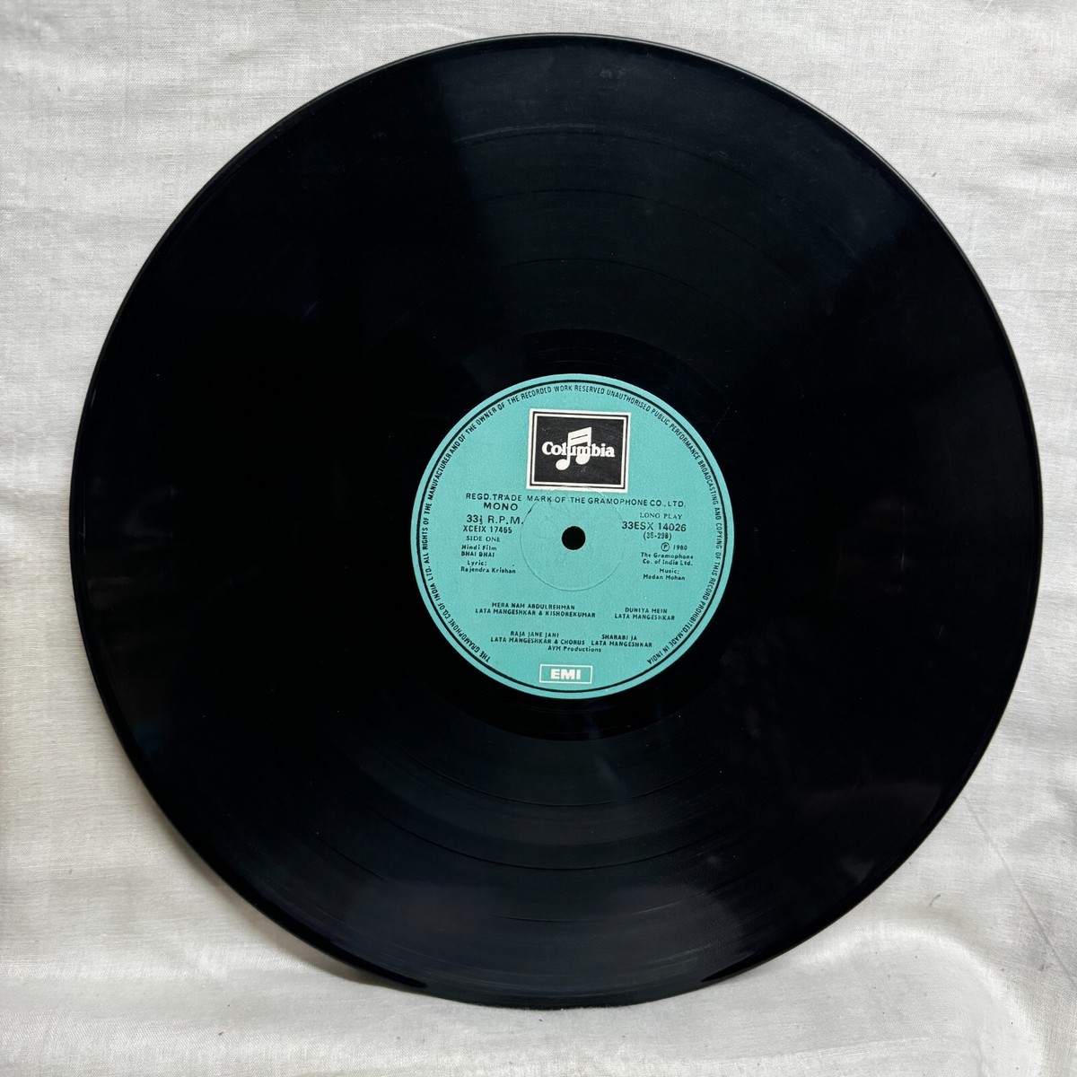 Bhai Bhai LP Record Madan Mohan 1956 Bollywood Vinyl Hindi Movie