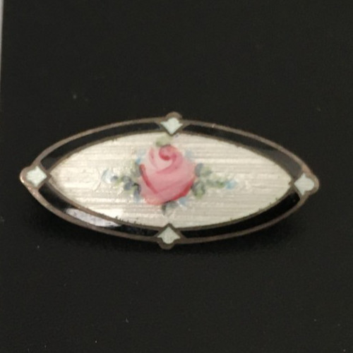 Vtg ANTIQUE Brooch Pin MARKED H 925 STERLING SILVER Guilloche Enamel lot y