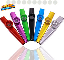 7 Pcs Metal Kazoos with 20Pcs Kazoo Flute Diaphragms Musical Instruments
