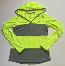 NIKE RUNNING PULLOVER NEON YELLOW GRAY HOODIE WOMENS Medium
