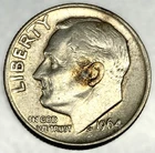 1964 - P Roosevelt Dime - Circulated Condition - 90% Silver - US Coin - 3984