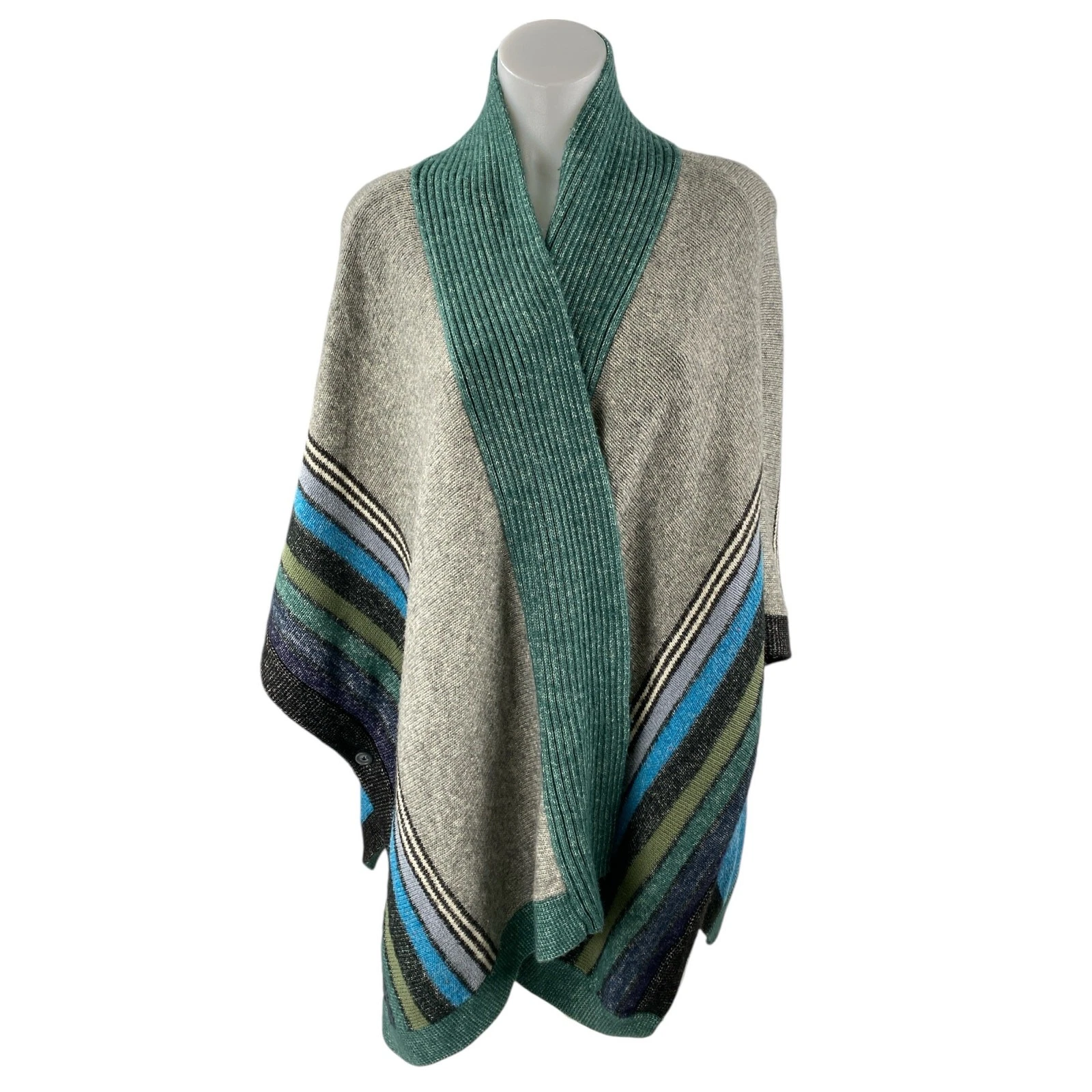 CAbi Windchill Women's Multicolor Striped Wrap Poncho Cardigan Sweater Top M/L