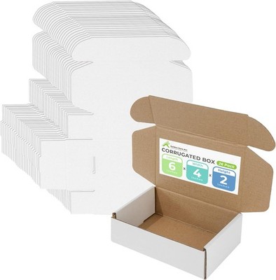 Golden State Art 6x4x2 inches Shipping Boxes Pack of 26 White Corrugated Card...