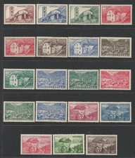 FRENCH ANDORRA 1944-47 DEFINITIVES. MINT HINGED. MISSING 1.50f RED. SEE DESCRIPT
