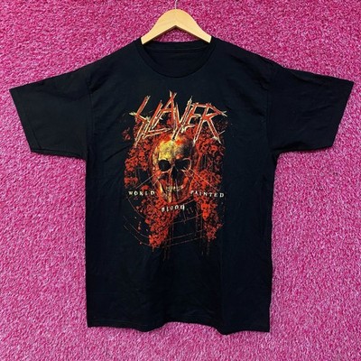 Slayer World Painted Blood Skull Thrash Metal Graphic T-Shirt Large