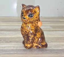 Vintage Glazed Ceramic Miniature Cat Figurine Trinket Duncan Ceramics KnickKnack