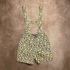 Vintage 60s Bobbie Brooks Pop Art Floral Print Lederhosen Overall Shorts Mod