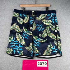 Hurley Phantom Board Shorts Navy Blue Tropical Print Pocket Mens Size 36