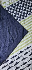 Urban Habitat Kids Finn Green /Navy Shark Reversible Cotton Twin 84x86" Quilt 