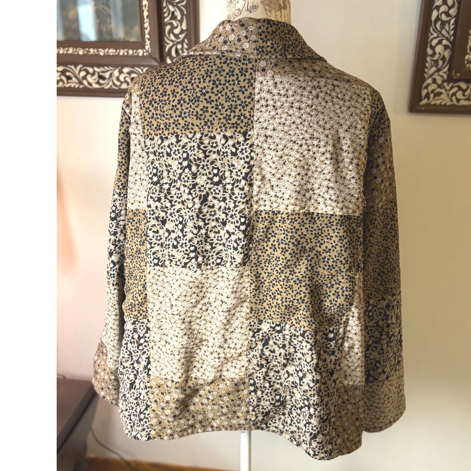 Vintage Patchwork Cottagecore Button shirt Jacket… - image 4