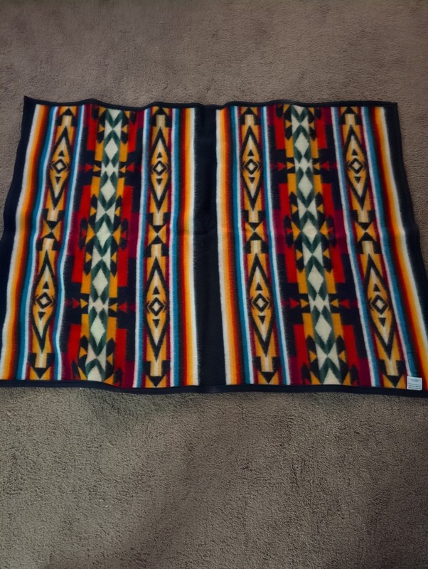 Vintage Pendleton Beaver State Blanket Wool Aztec Rainbow 32 X 43 Robes & Shawls