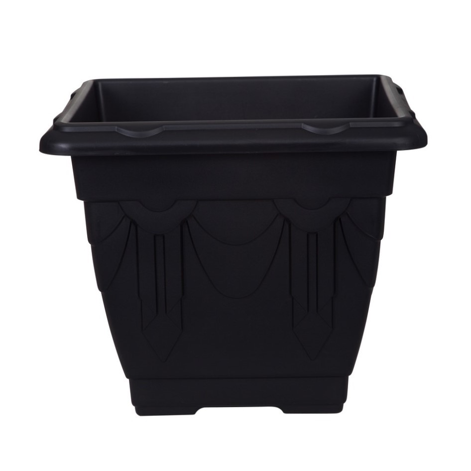 30cm Plastic Planter Square Venetian Flower Plant Deep Pot Black Garden Basket