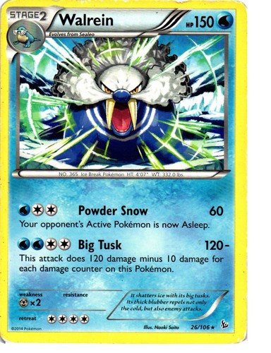 Walrein 26/106 Rare Flashfire Pokemon Moderately Played