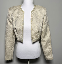 Vintage Cachet Pearl Beaded Bridal Bolero Jacket Ivory Gold Size 8 Fits S/M USA