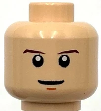 Lego New Light Nougat Minifigure Head Reddish Brown Thin Eyebrows Chin Dimple