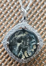 Owl of Goddess Athena Ancient Greek Coin Pendant Solid Silver Necklace with COA 