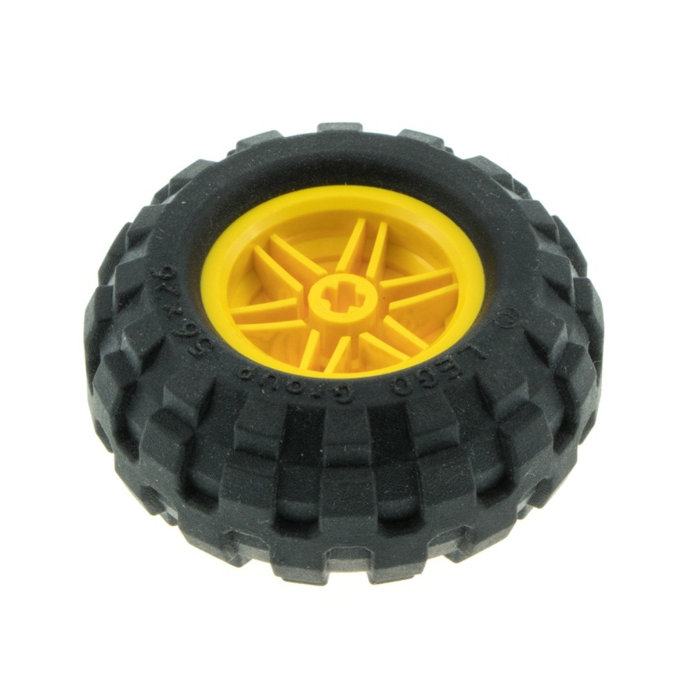1x Lego Technic Wheel 56x26 Black Rim 30.4x20 Yellow Car Tire 55976 56145c02