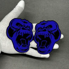 Angry Gorilla Car Truck Emblem Badge DBlue on Black Custom 2pk Angry Aggressive