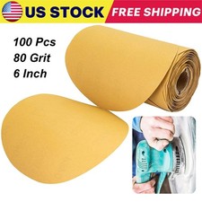 6 Inch 80 Grit 100-pack Da Sanding Disc Hook Loop Sandpaper Roll Us