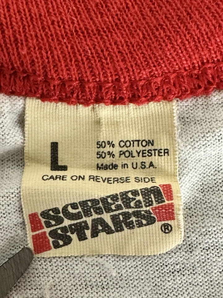 Vintage 1987 Couch Potato T Shirt Screen Stars Single Stitch Ringer L USA - Image 4 of 4