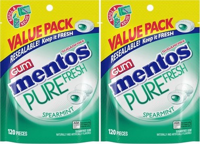 2 pack Mentos e Fresh Sr-Chewing Gum with Xylitol, Spearmint, 120