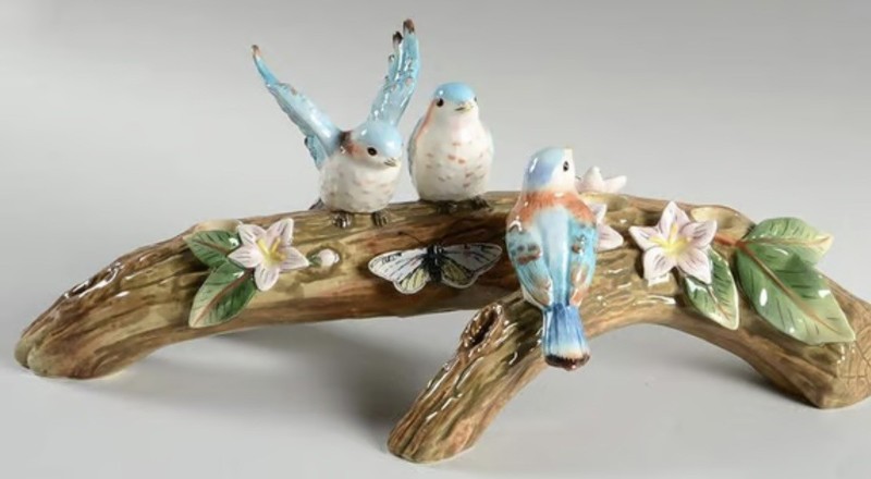 Fitz and Floyd Toulouse Bird Bluebird Candelabra Candleholder Large 