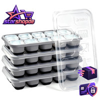 EiswüRfelform Silikon Bpa-Frei Mit Deckel 4Er Set Kleine EiswüRfelbehäLter