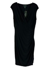 New Lauren Ralph Lauren Dress Womens 8 Essentials Black Sheath Slinky