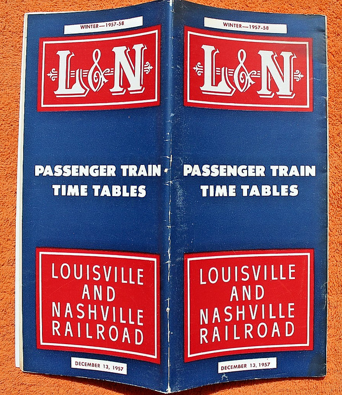 1957 Louisville & Nashville Railroad Timetable Kentucky Tennessee L&N Railway