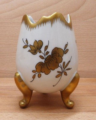 Vintage Limoges France Grand-Sault Factory 3-Legged Egg Vase Hand-Painted Barat