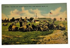 Postal Segunda Guerra Mundial Camp Wheeler GA Ametralladora Instrucción de Campo Ejército de Estados Unidos Sin Publicar