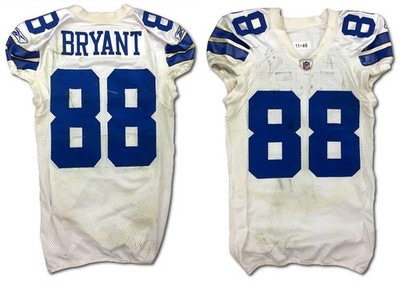 Cowboys Dez Bryant Game Worn White Reebok Road Jersey 12/4