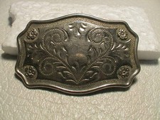 WESTERN COWGIRL FLORAL THEME CHROME METAL BELT BUCKLE SMALLER SIZE NICE