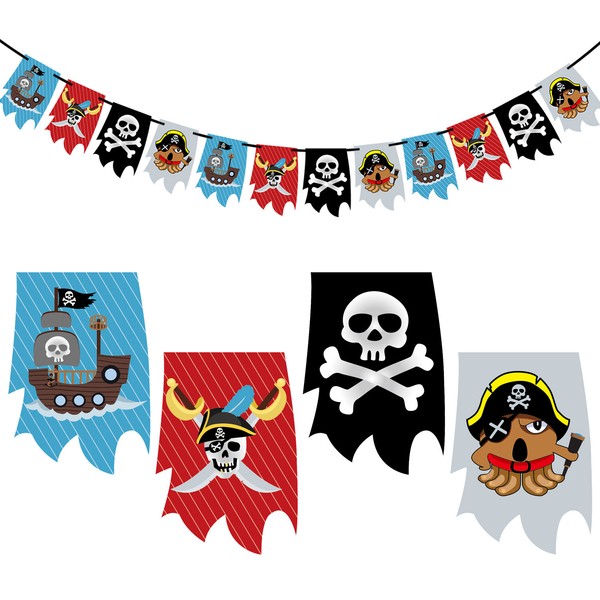 Piraten Girlande Banner Kinderzimmer Deko Jungs Kinder Geburtstag Piraten Party-image