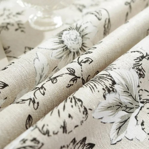 Floral Linen Cotton Tablecloth With Tassel Table Cover Round Dining Table Cloth - Picture 3 of 29